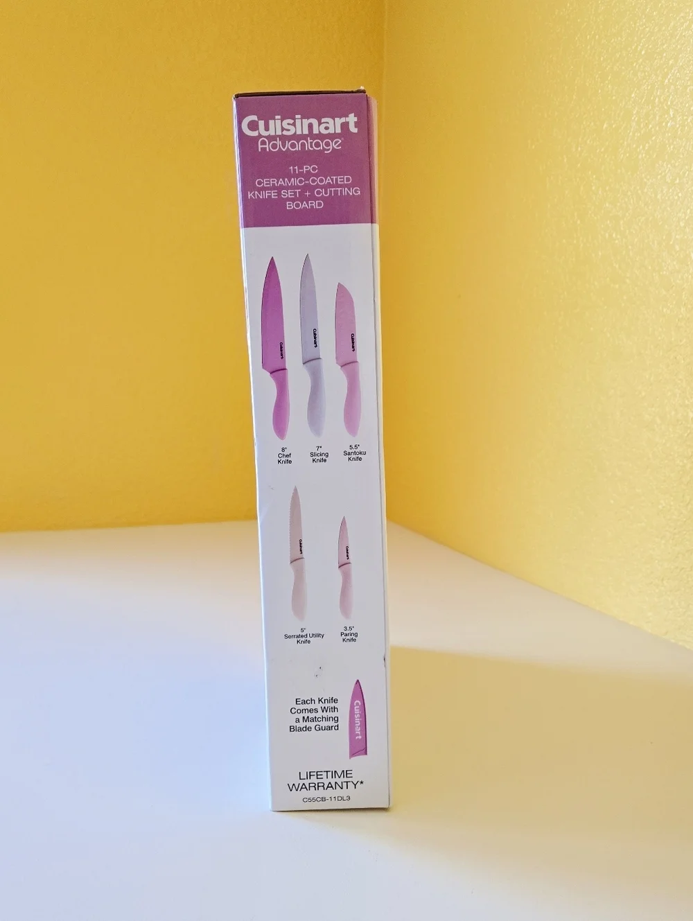 Cuisinart Advantage 11-Piece Ceramic-Coated Pastel Knife Set with Cutting Board